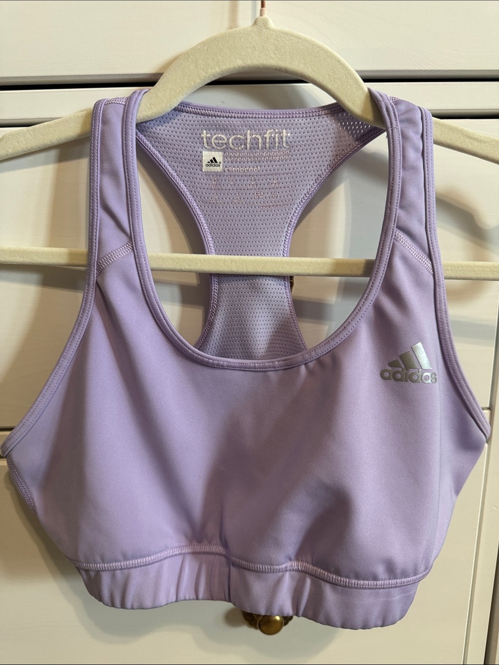 adidas Lavender Racerback Techfit Sports Bra - M